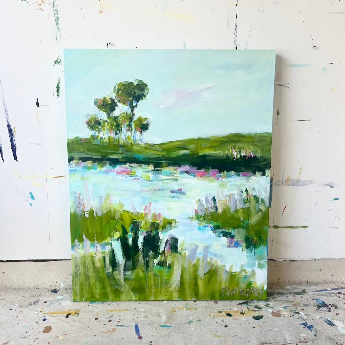 Fresh Cut Grass | Abstract Coastal Painting