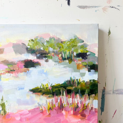 Pink Makes Me Happy | Abstract Coastal Painting