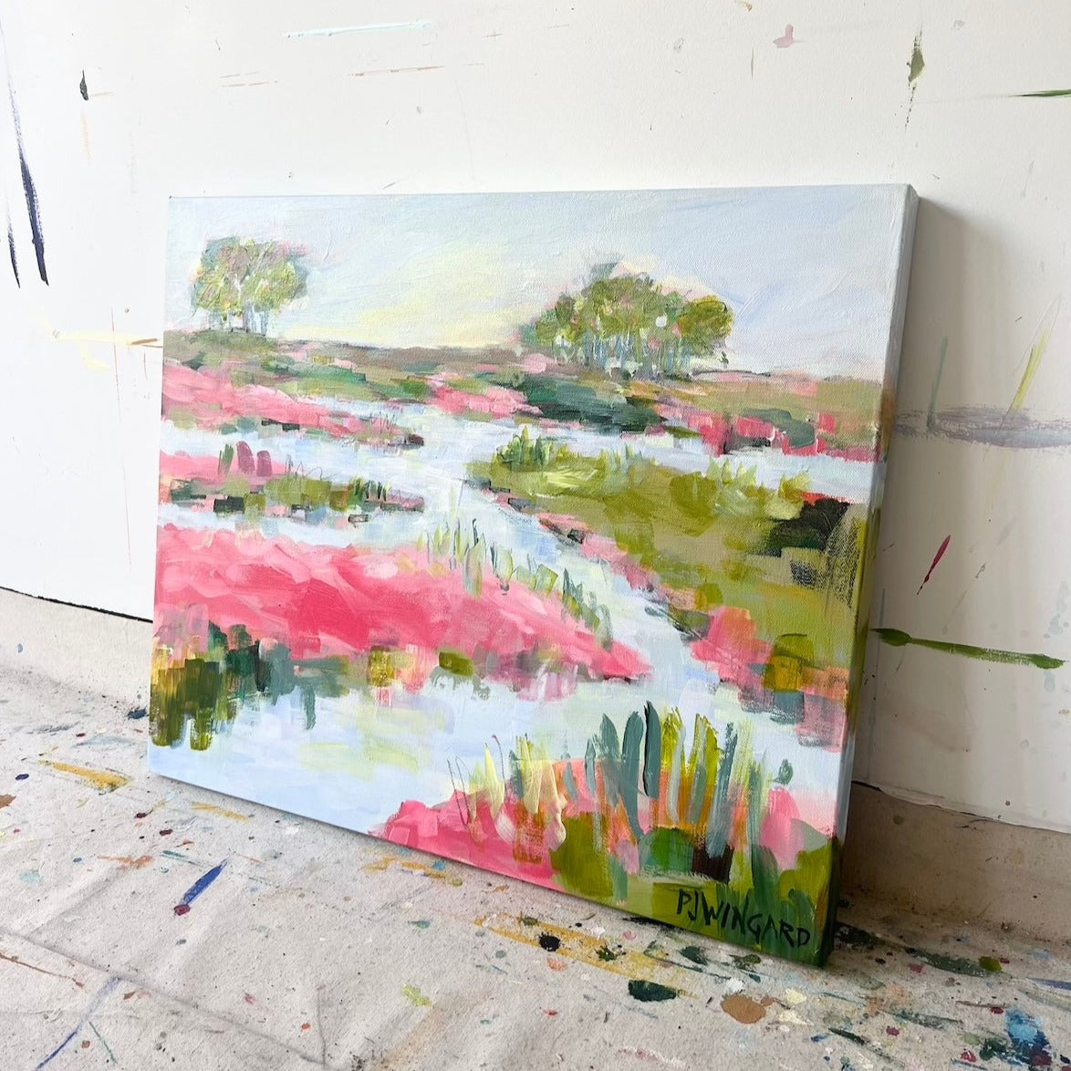 Tickle Me Pink | Abstract Coastal Painting